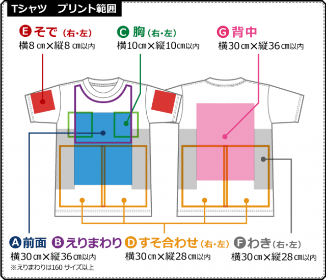 【クラＴキタカミ】P.F.DハイクオリティーTシャツ：プリント範囲
